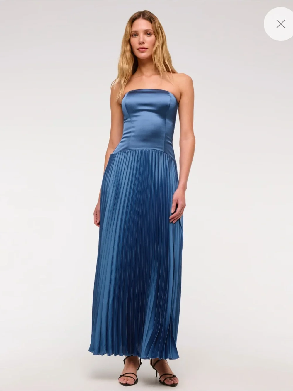Strapless Pleated Maxi Dress - Blue - Picture 6 of 6
